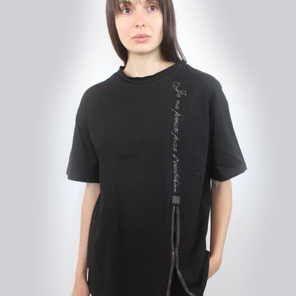 Cut-Out Rhinestone Script Trim Top T-56 - Picture 13 of 16